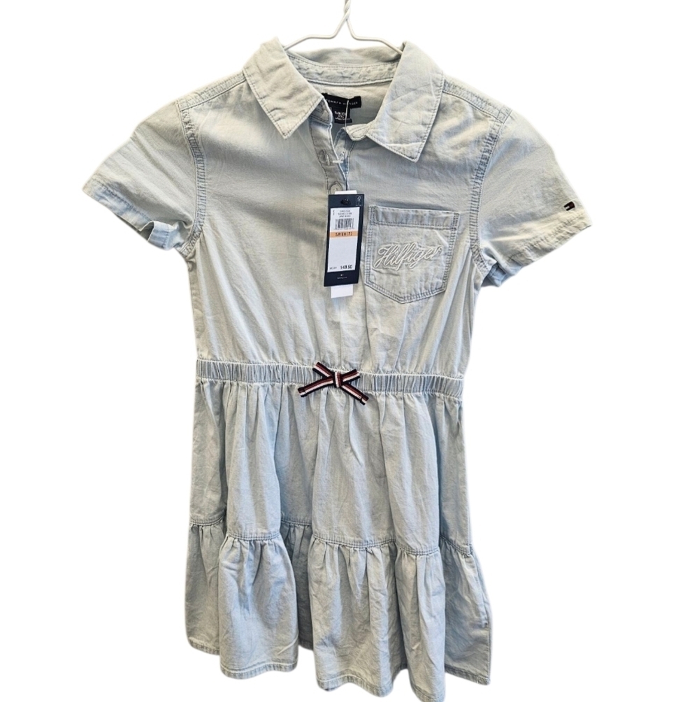 Tommy Hilfiger Girls Light Blue Denim Dress NEW
